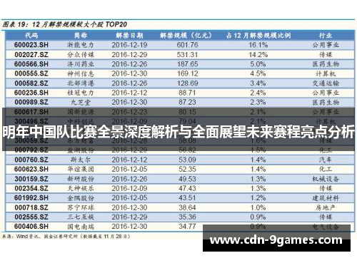 明年中国队比赛全景深度解析与全面展望未来赛程亮点分析